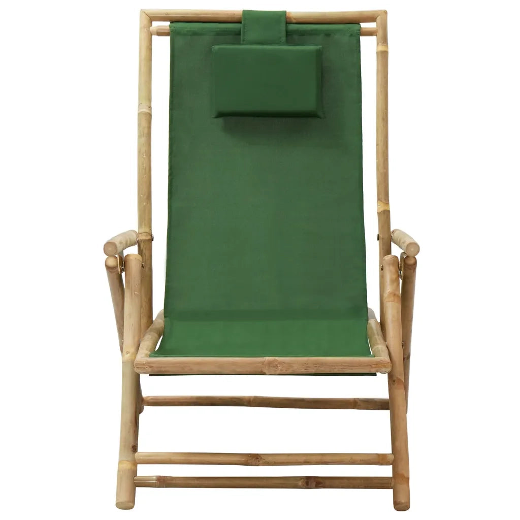 Sedia Reclinabile Relax Verde in BambÃ¹ e Tessuto cod mxl 13888