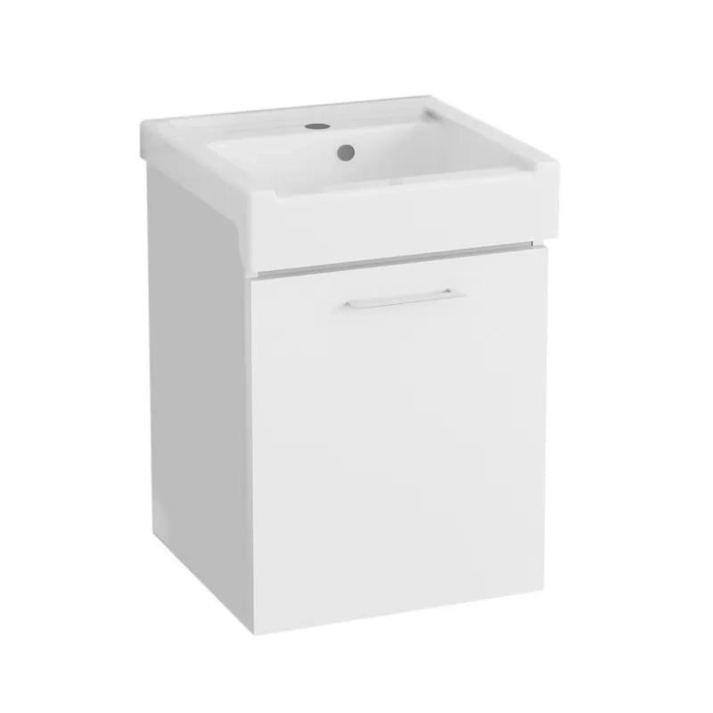 Mobile lavatoio sospeso con lavabo in ceramica 1 anta 50x50 bianco