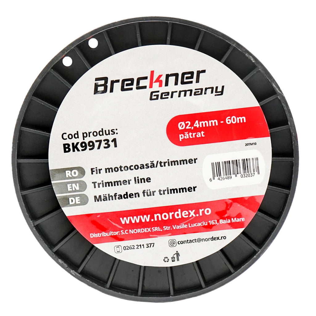 Filo quadrato per decespugliatore, 2,4 mm x 60 m Breckner Germany