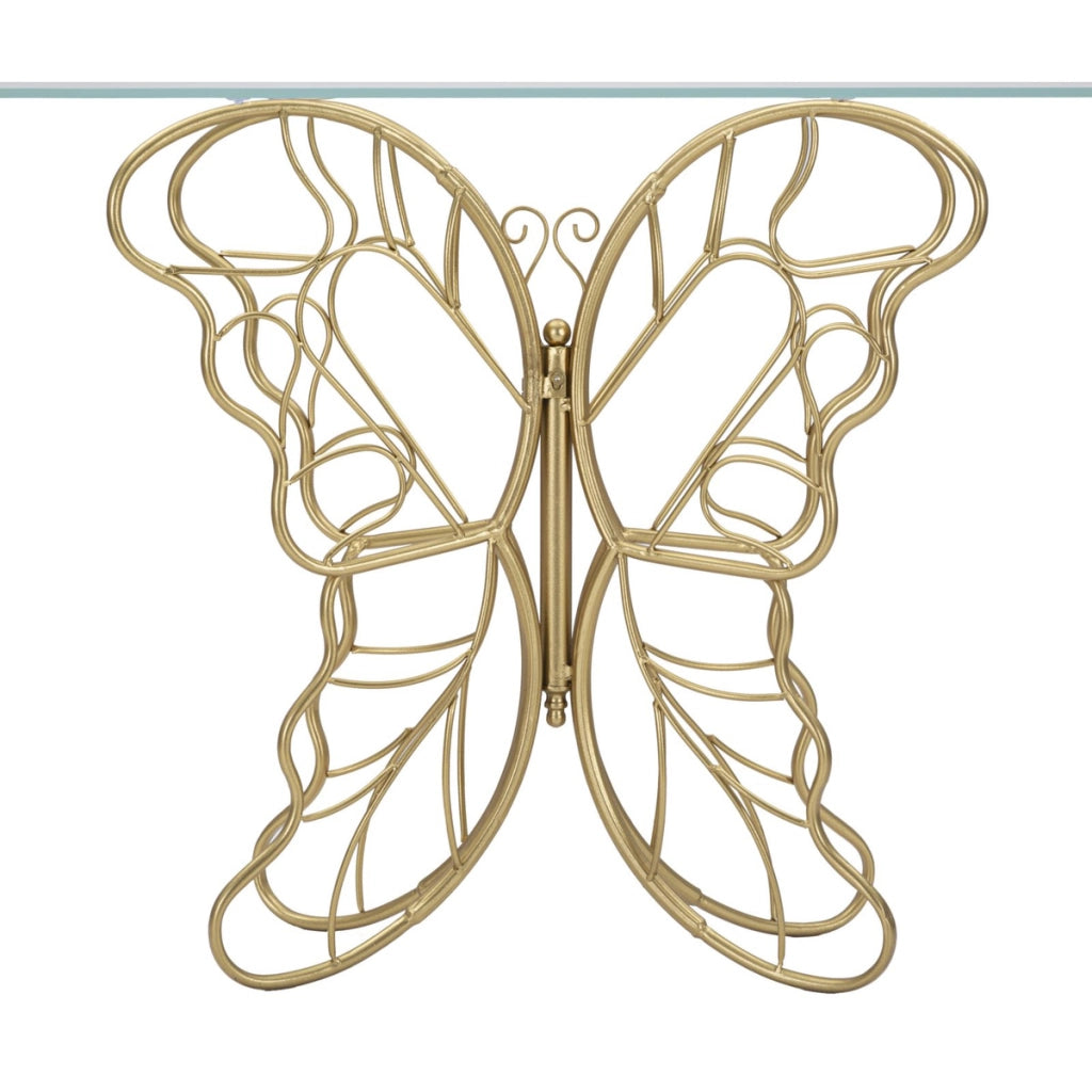 Consolle Butterfly in ferro e vetro gold – 110 x 40 x H 76 cm
