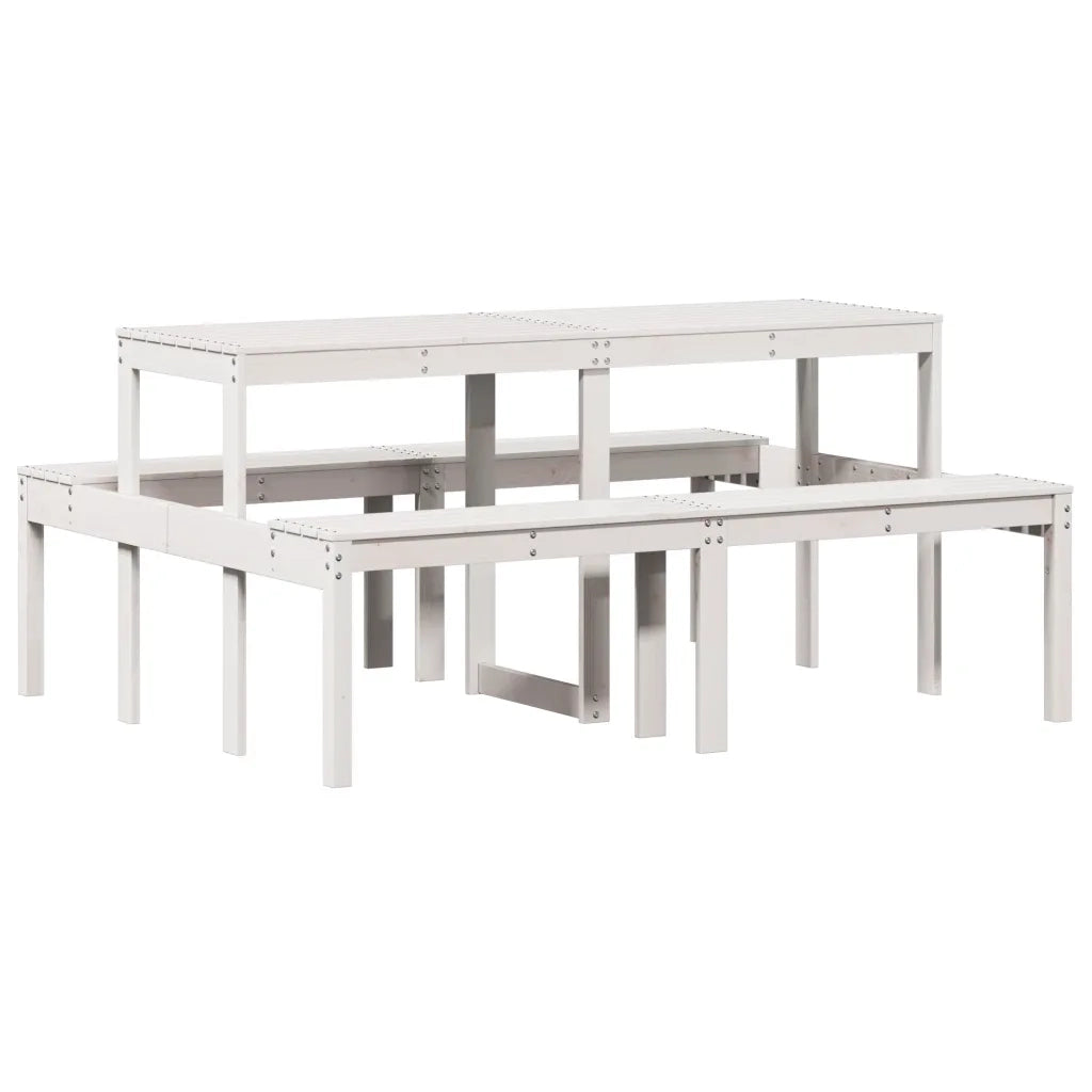 Tavolo da Picnic Bianco 160x134x75 cm in Legno Massello di Pino
