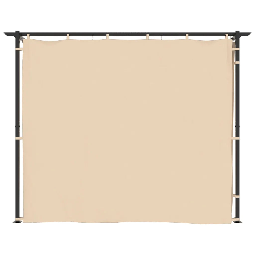 Gazebo con Tende 3x3 m Crema in Acciaio