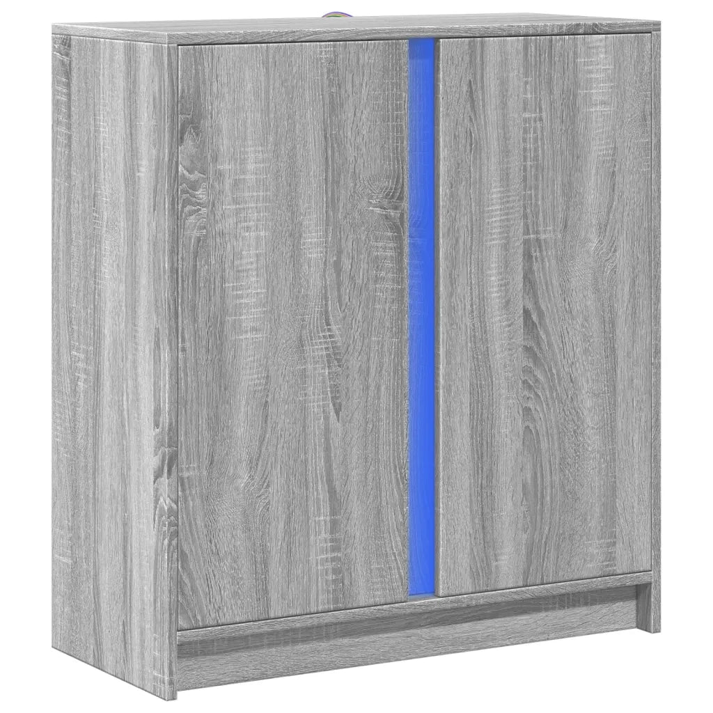 Credenza con LED Grigio Sonoma 77x34x85 cm in Legno Multistrato 852136