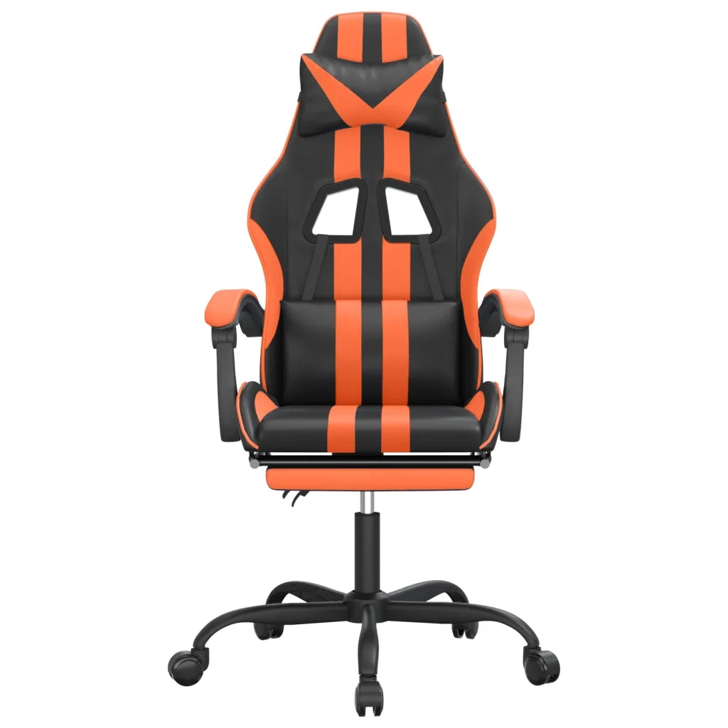 Sedia da Gaming Girevole Poggiapiedi Nero Arancione Similpelle 349537