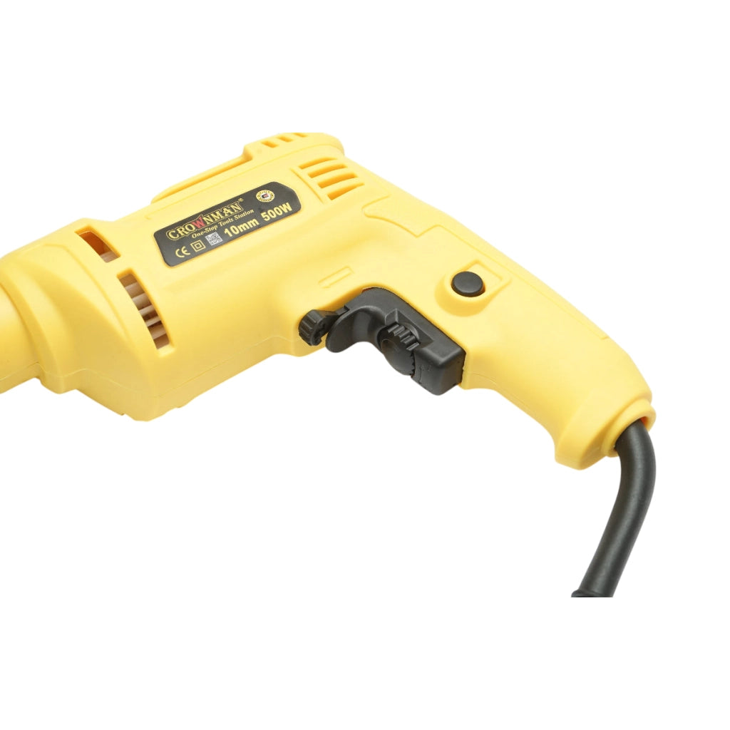 Trapano e cacciavite Crownman da 500 W, mandrino autoserrante da 10 mm, velocità 3300 giri/min