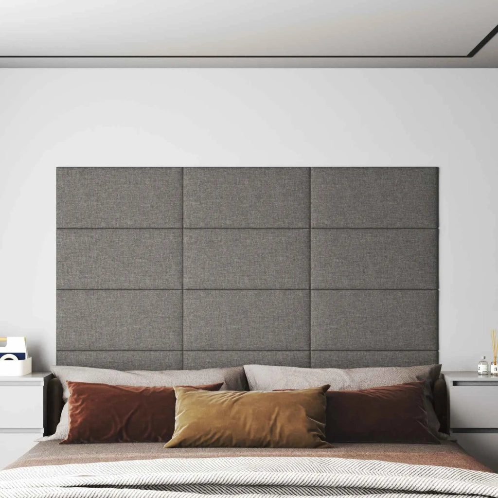 Testiera | Testata da Parete 12 pcs Grigio chiaro 60 x 30 cm Tessuto