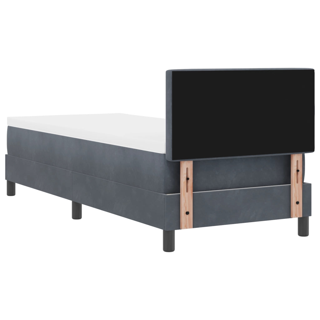 Letto Box Spring con Materasso e LED Grigio Scuro 80x200 cm Velluto