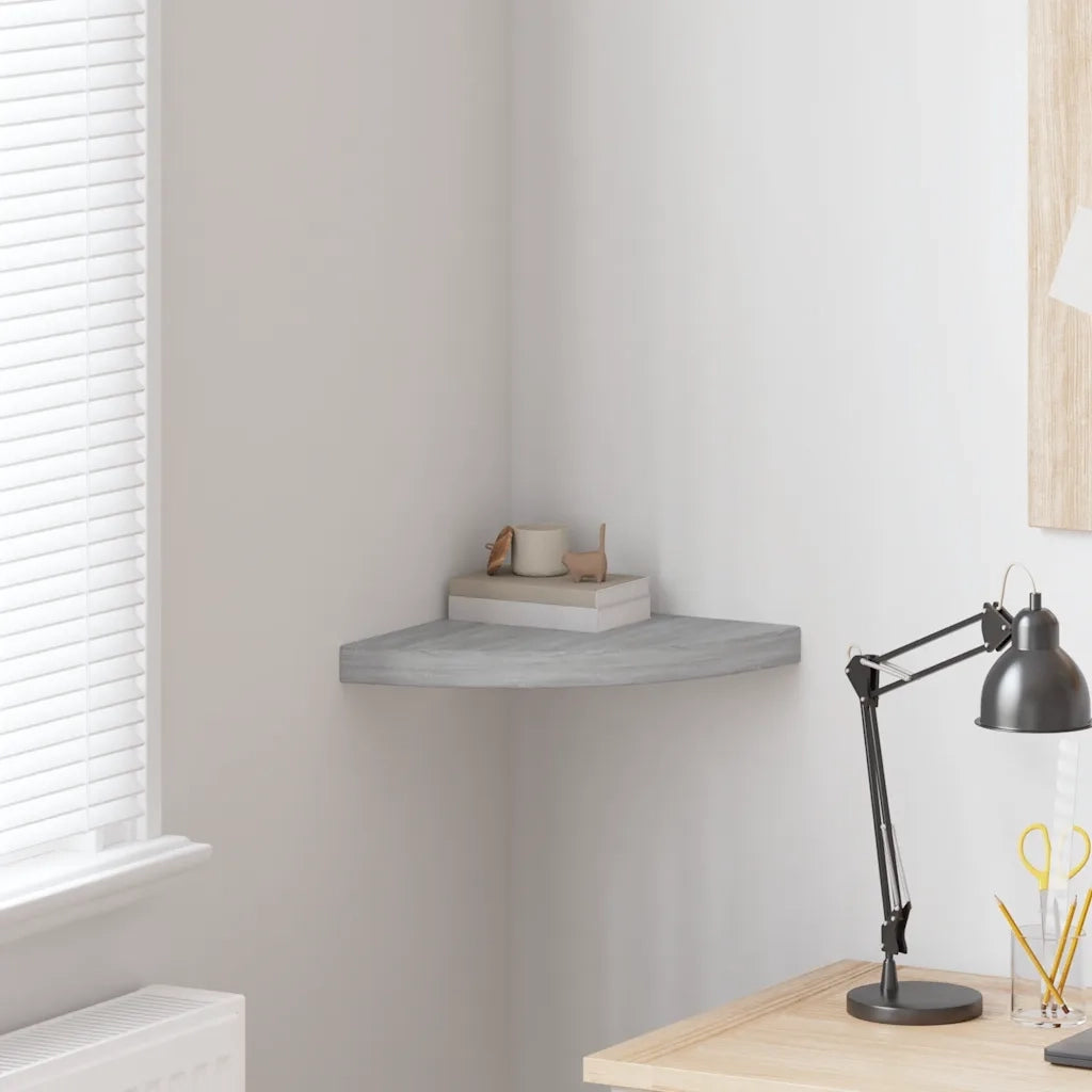 Mensola | Ripiano | Scaffale Angolare Grigio Cemento 35x35x3,8 cm in MDF