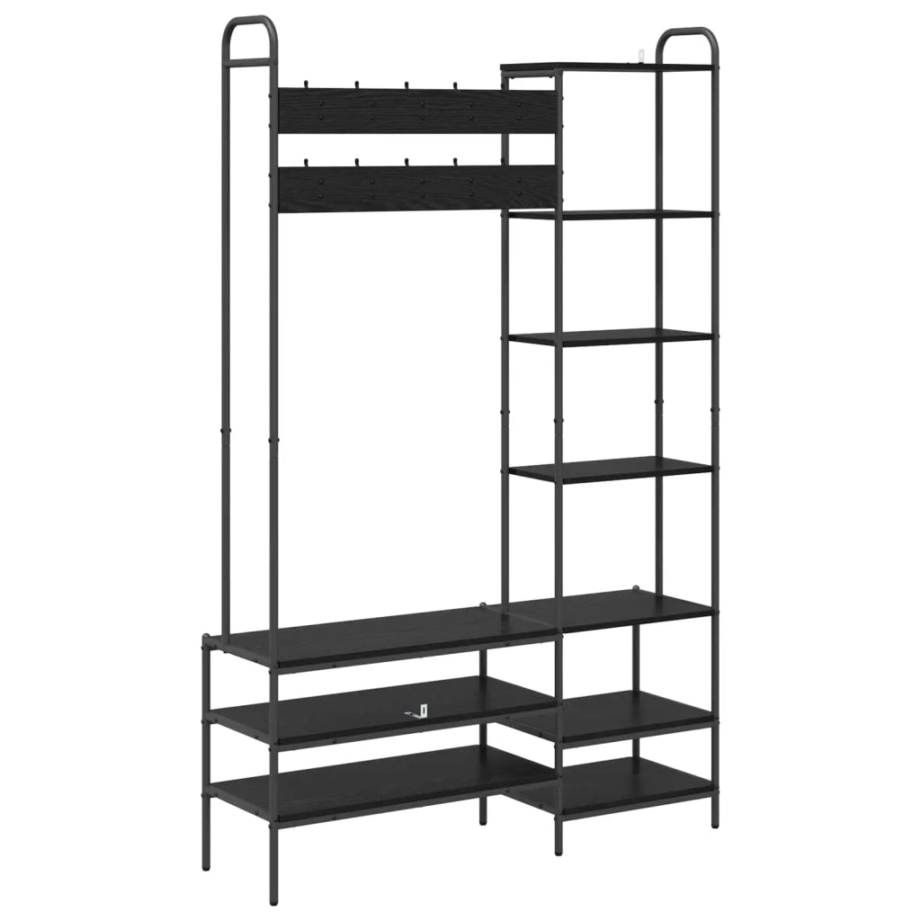 Appendiabiti con panca per scarpe Rovere Nero 8012038