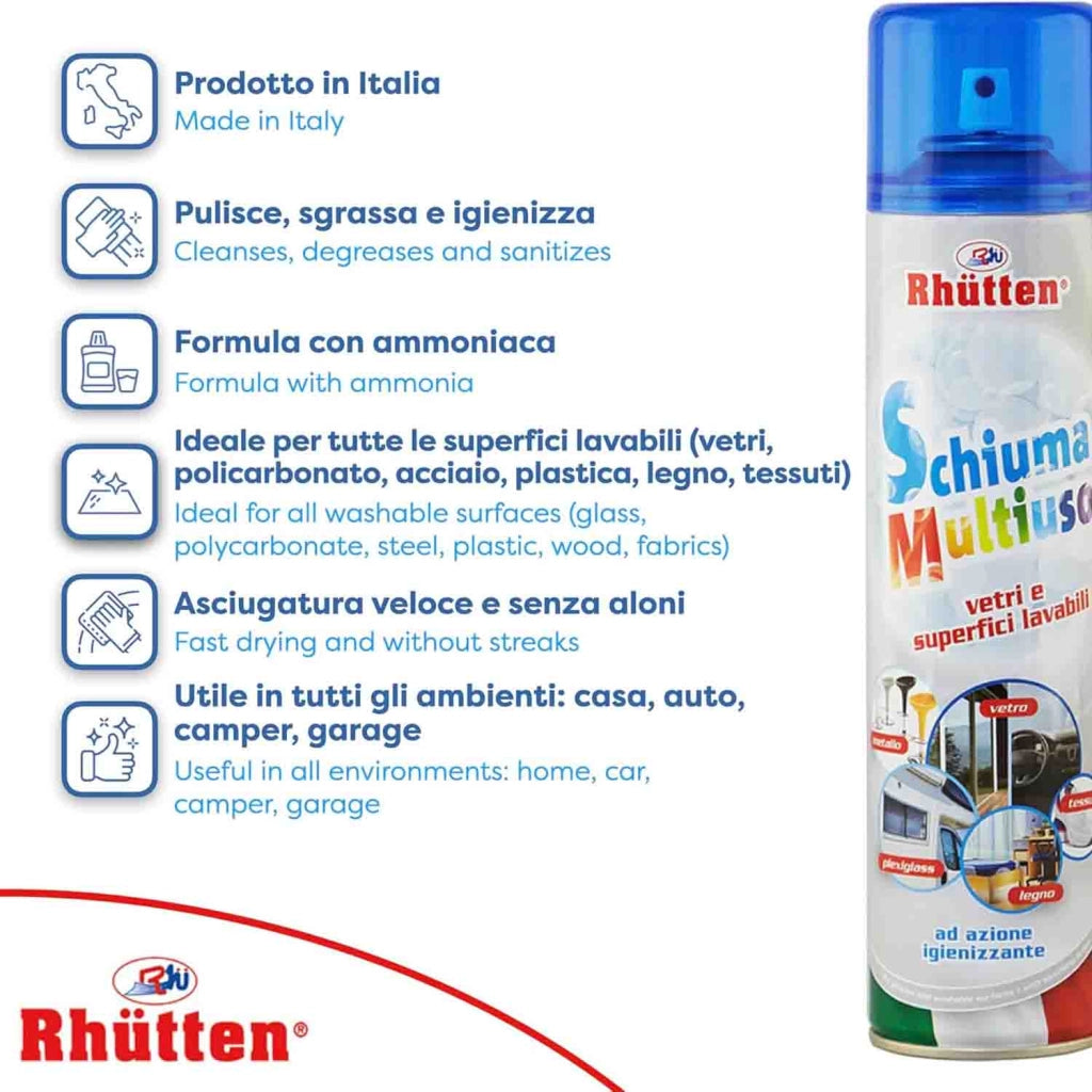 Rhutten Schiuma Multiuso Igienizzante 400 ml Ammoniaca