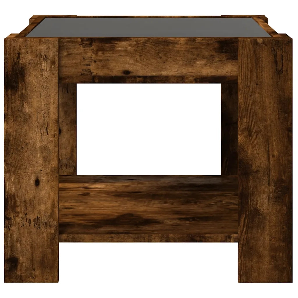 Tavolino Salotto con LED Rovere Fumo 53x53x45 cm Multistrato 847543