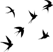 Decorazione per Parete in Metallo Uccelli - Set da 6 - Nero - Atmosfera Naturale
