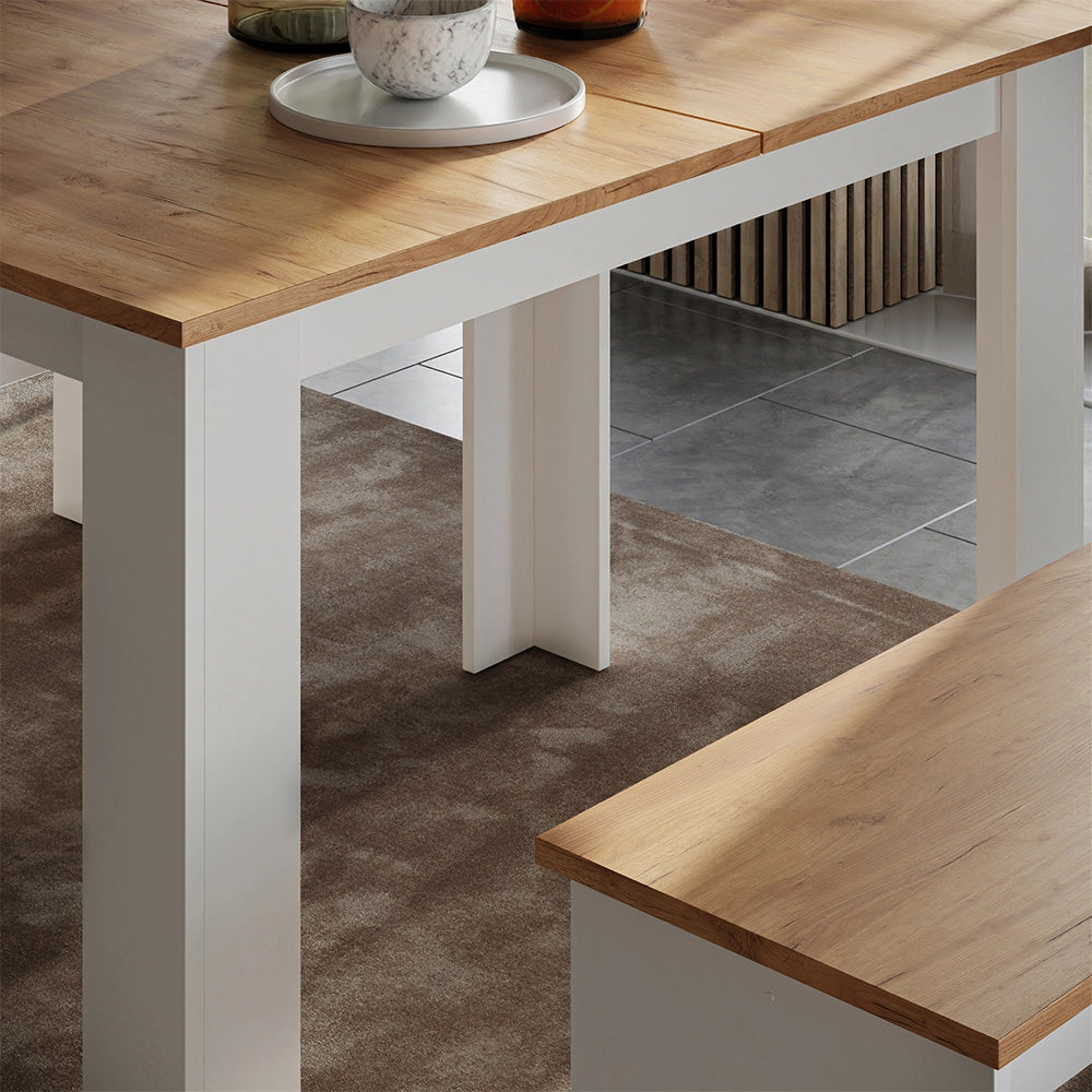 Vicco Gruppo panca ad angolo Rovere bianco/dorato 112 x 73.6 cm con 2 panche