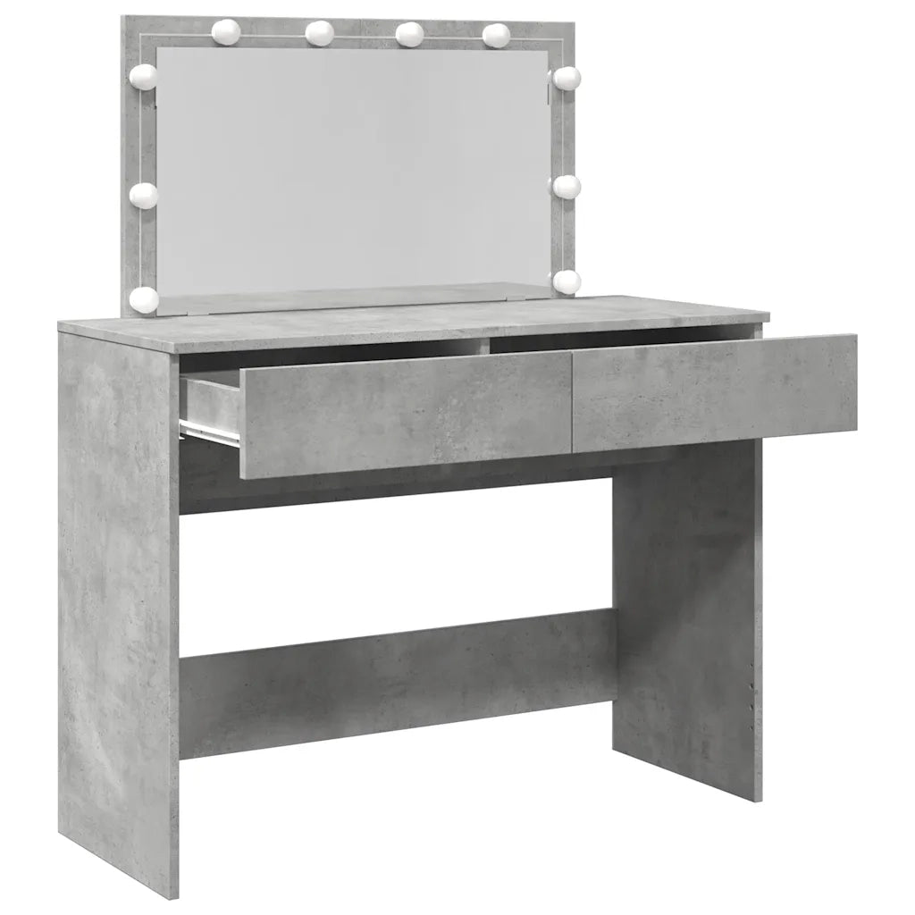 Toeletta | Tavolo da Trucco con LED Grigio Cemento 100x40x120 cm