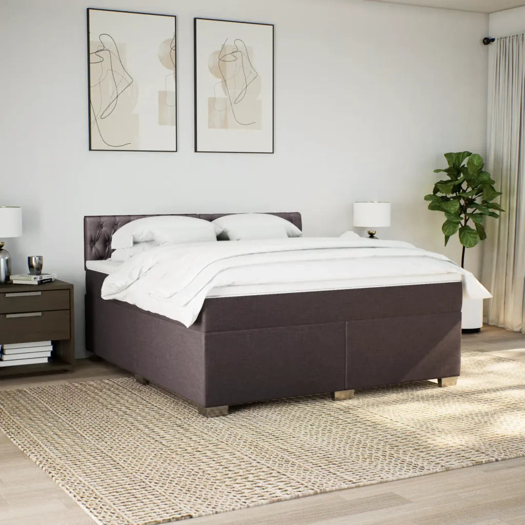 Giroletto a Molle con Materasso Marrone Scuro 180x200cm Tessuto