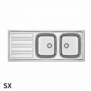 Lavello incasso in acciaio inox 120x50 cm gocciolatoio SX  - Cromo