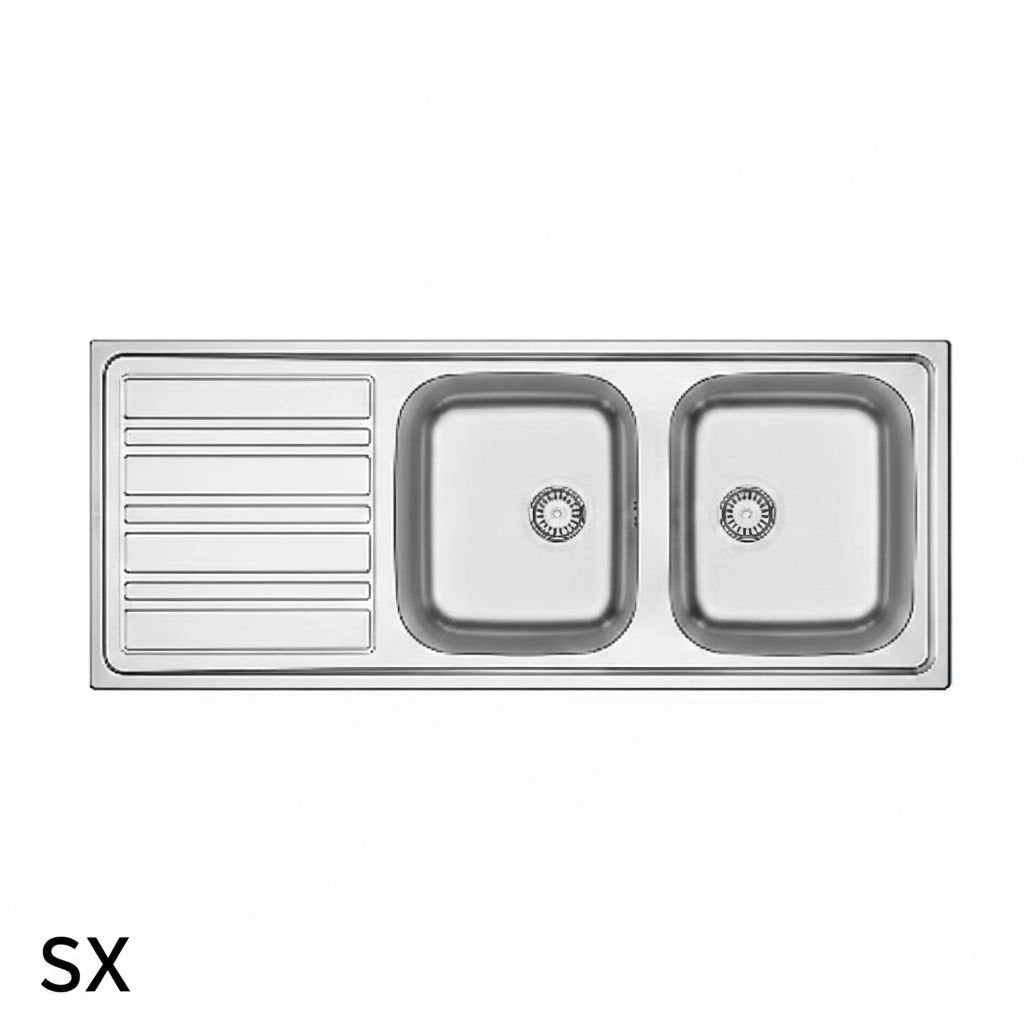 Lavello incasso in acciaio inox 120x50 cm gocciolatoio SX  - Cromo