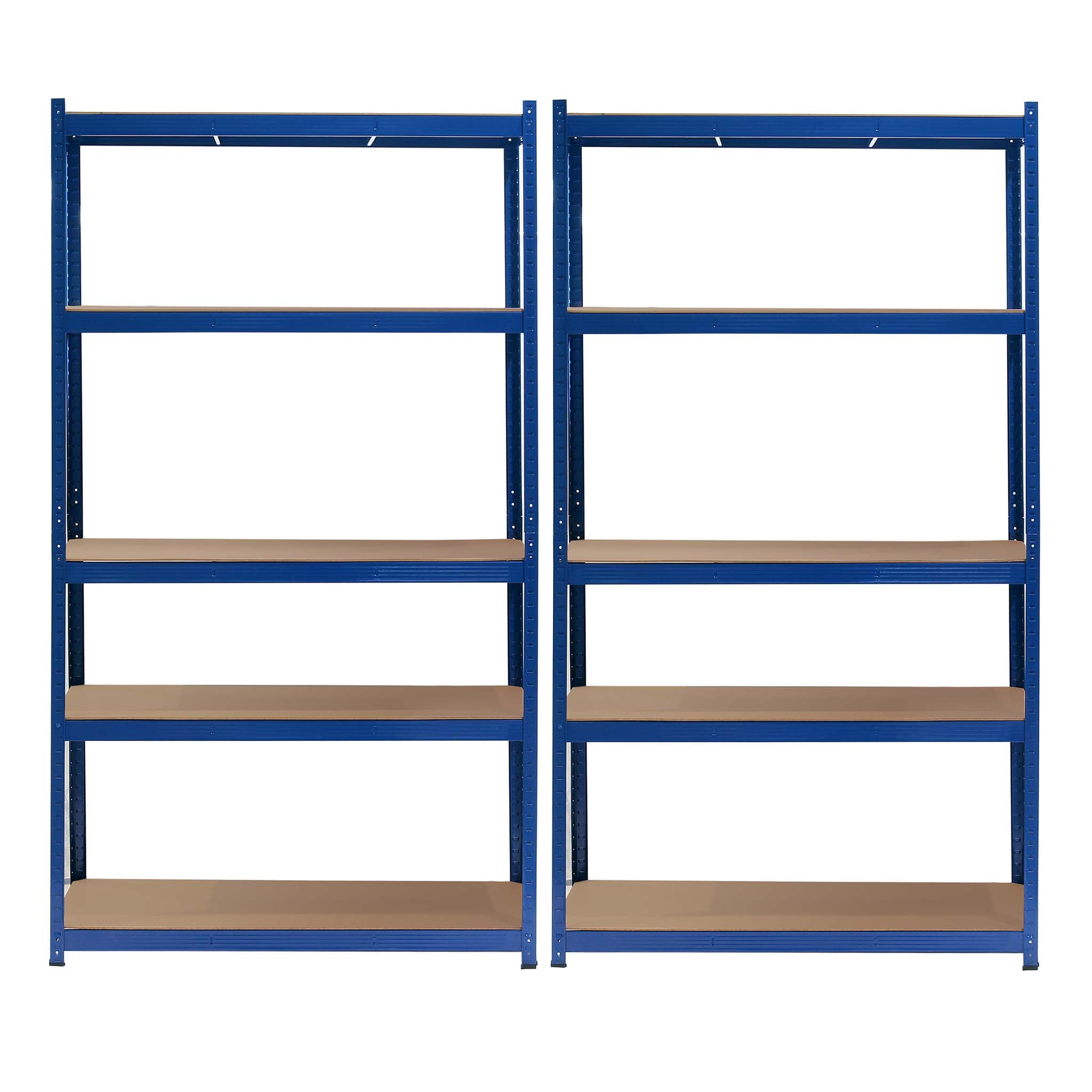 Set 2x Scaffali a incastro per carichi pesanti Blu 100x50x200cm 5 ripiani 200kg/piano