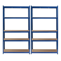 Set 2x Scaffali a incastro per carichi pesanti Blu 100x50x200cm 5 ripiani 200kg/piano