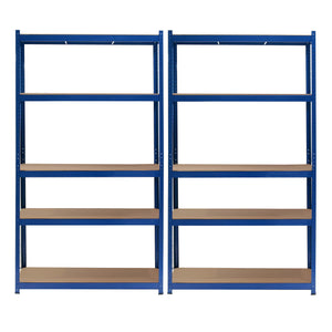 Set 2x Scaffali a incastro per carichi pesanti Blu 100x50x200cm 5 ripiani 200kg/piano