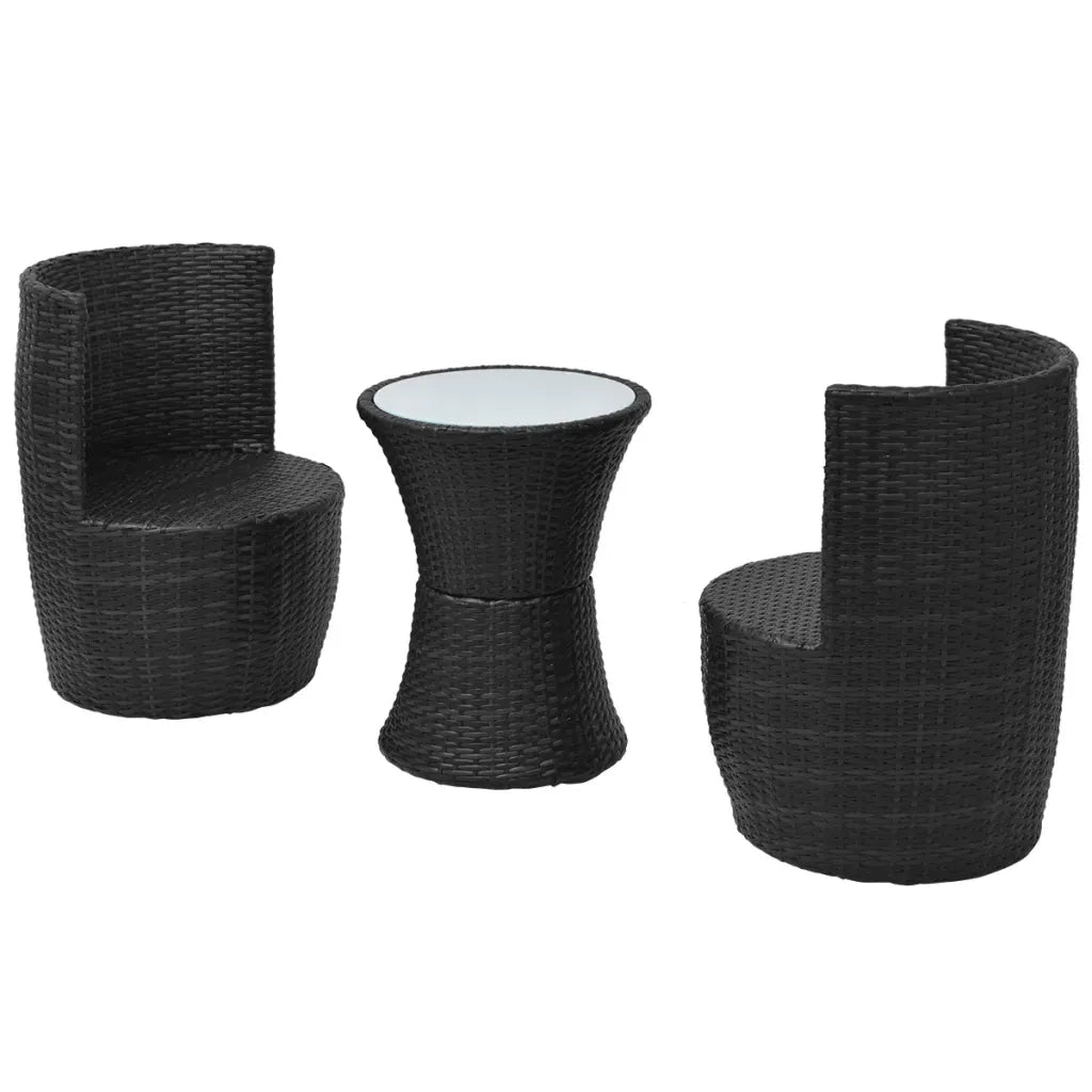 Set da Bistrot 3 pz con Cuscini in Polyrattan Nero cod mxl 50941