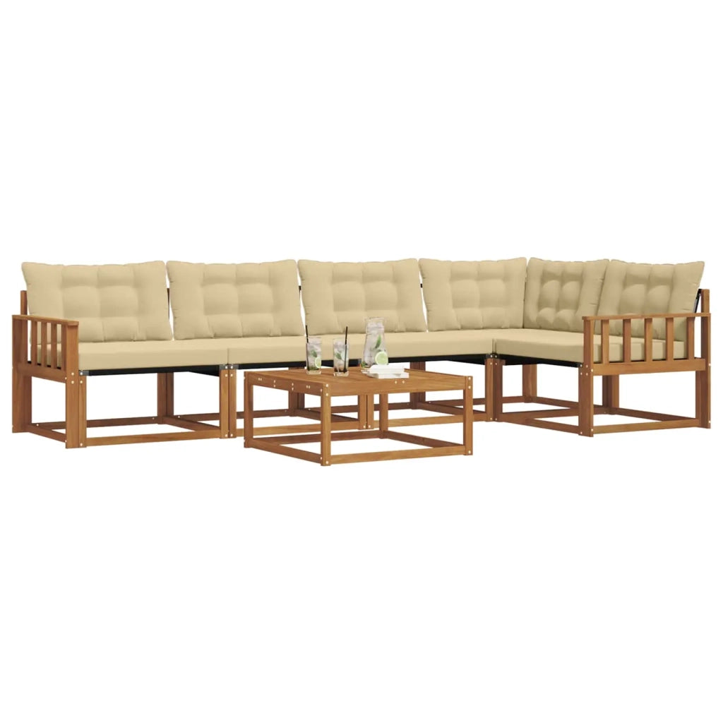 Set di divani da esterno con cuscino 6 pcs Naturale e Beige 3369480