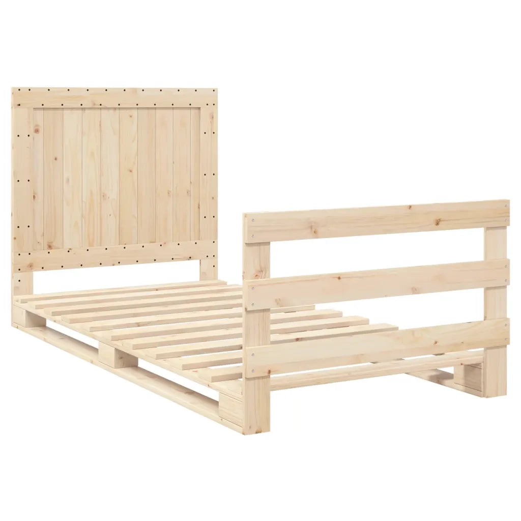 Giroletto con Testiera 100x200 cm Legno Massello di Pino 3281539
