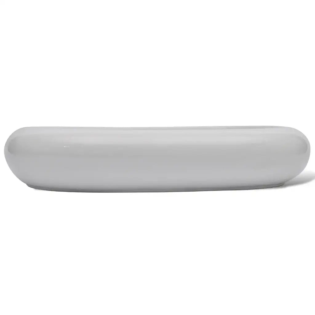 Lavello Bagno con Miscelatore-Lavandino-Lavabo in Ceramica Ovale Bianco 932785