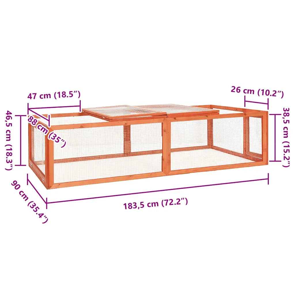Conigliera 183x90x46,5 cm in Legno Massello di Abete