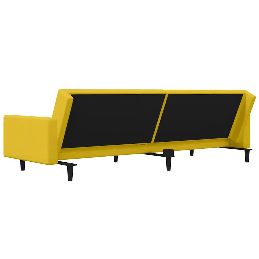 Divano Letto a 2 Posti con 2 Cuscini Giallo in Velluto 375822