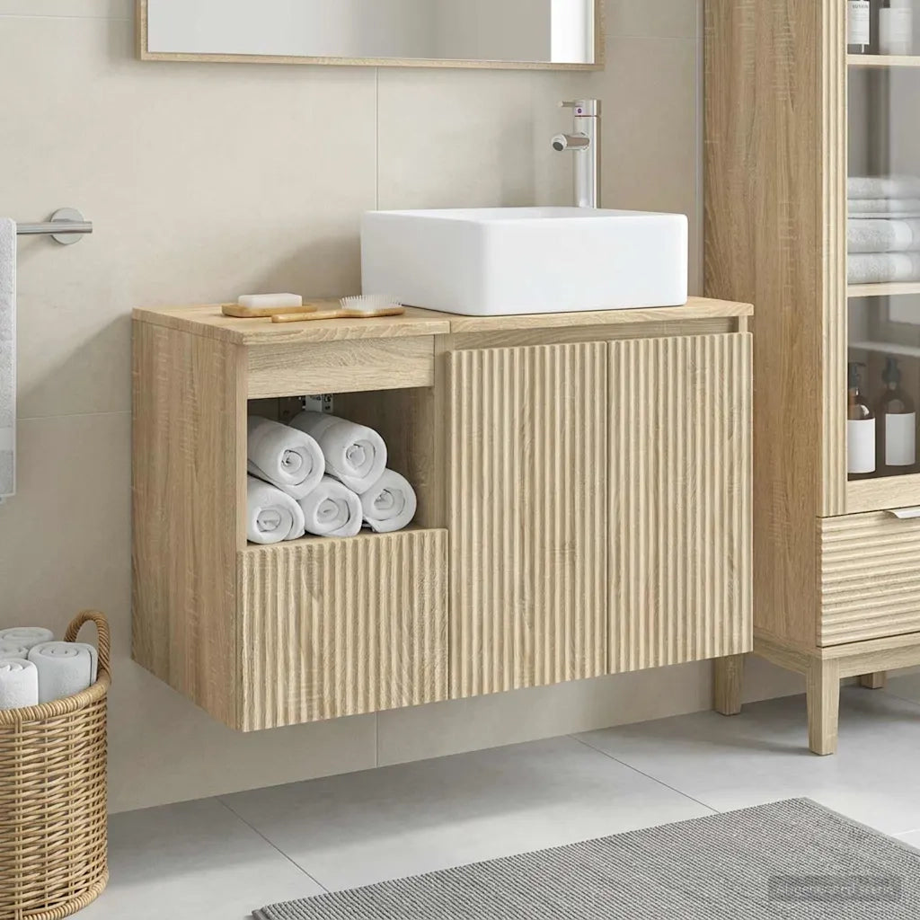 Set di mobili per il bagno 2 pz Rovere Sonoma 3404046