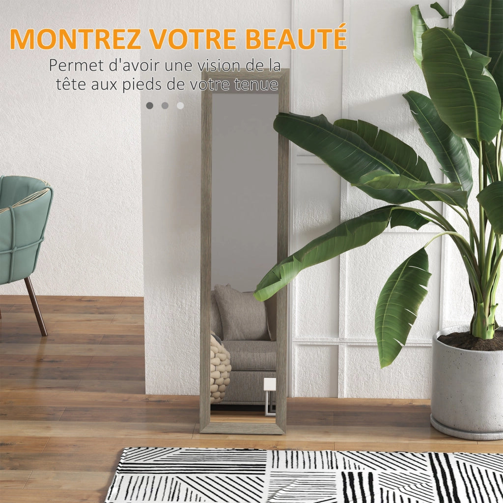 Specchio da parete o da terra rettangolare con cornice in legno ¨C zephmum ¨C grigio 37x155 cm