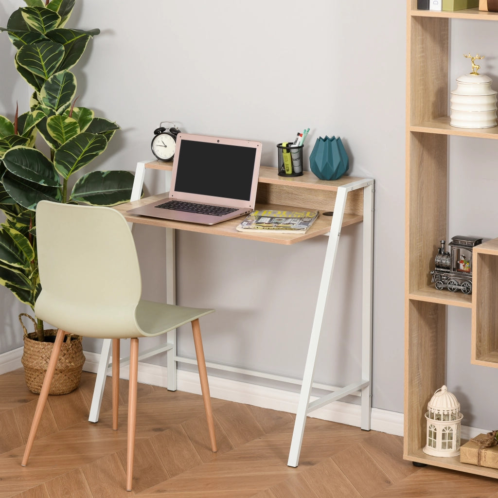 Scrivania per Computer ¨C Xylo ¨C Legno Rovere Chiaro e Bianco 84x45x85