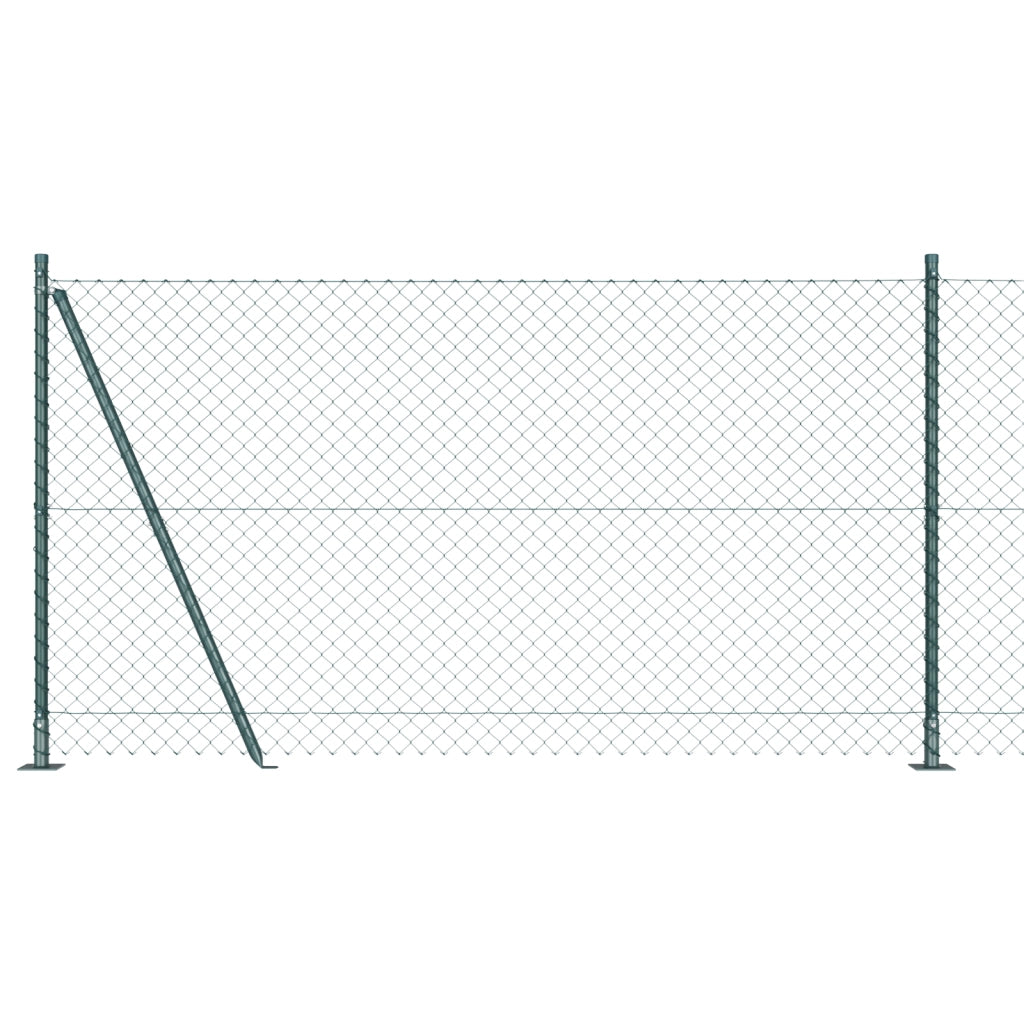 Recinzione a Maglia con 7 Poste Flangiate 1,2x10 m in Acciaio Zincato