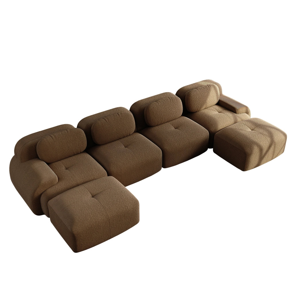 Divano angolare modulare senza montaggio; seduta ergonomica; in velluto a coste marrone 388 Ã— 178 Ã— 75 cm