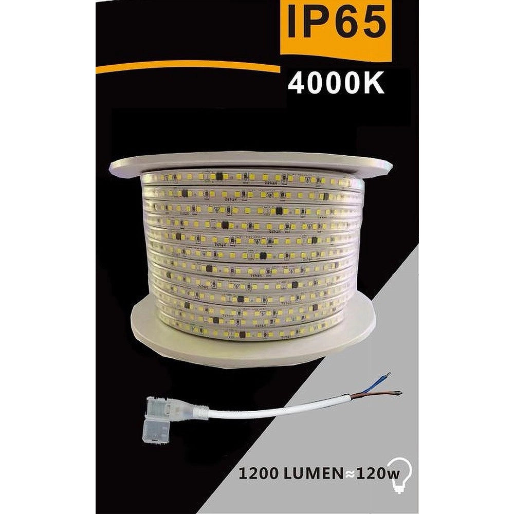 Trade Shop - Striscia Led 3535 220v 12w/mt 120led/mt 100 Mt 8mm Vari Colori Di Luce 3535-120d - -bianco Naturale      -