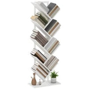 Libreria a Forma di Albero con 9 Ripiani e Sistema Anti-Ribaltamento per Soggiorno Camera da Letto 50x24x136 cm Bianco