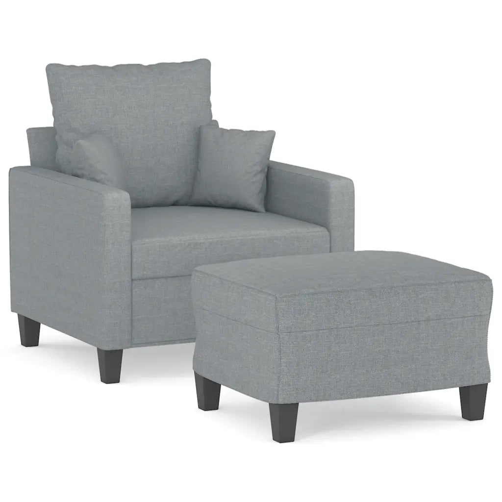 Poltrona | Sedia Relax con Poggiapiedi Grigio Chiaro 60 cm in Tessuto