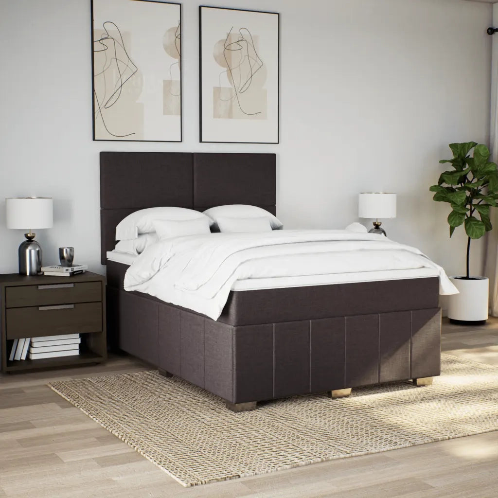 Giroletto a Molle con Materasso Marrone Scuro 140x200cm Tessuto