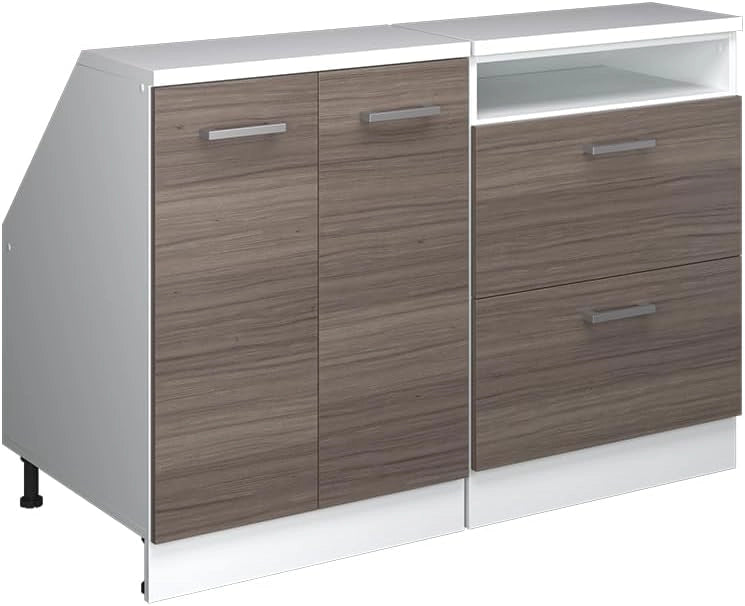 Set di mobili sottotetto Rion, Grigio nobile, 120 cm Set di 2 carcasse armadio profondità 60 cm, adatto per il salvaspazio sotto tetti spioventi