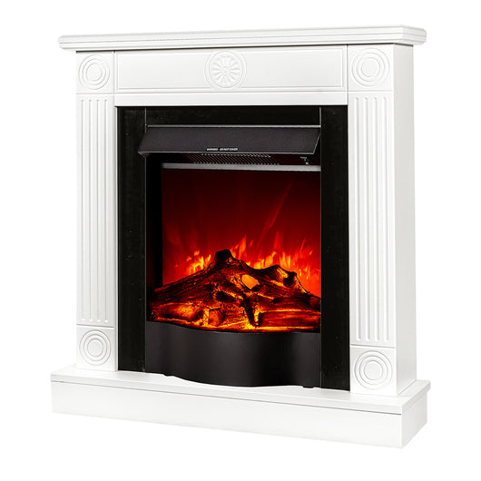 Camino Elettrico da Pavimento 86,5x82x25 cm Effetto Fiamma 1600W Donald & Corsica Bianco/nero