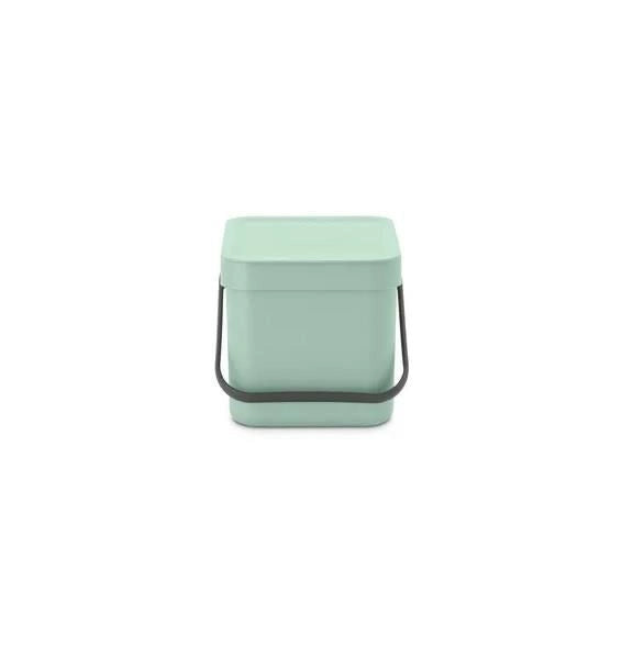 Brabantia 211768 Sort and Go Pattumiera 6 L con Coperchio Stay Open e Maniglia per Rifiuti Organici colore Jade Green