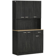 Mobile Dispensa Alto 101x39x180 cm con Cassetto e Armadietti in Truciolato Nero