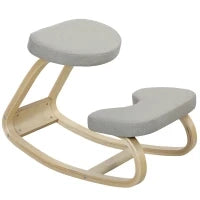 Sedia Inginocchiatoio con Movimento a Dondolo, in Tessuto e Legno di Betulla, 50x73x55 cm, Grigio
