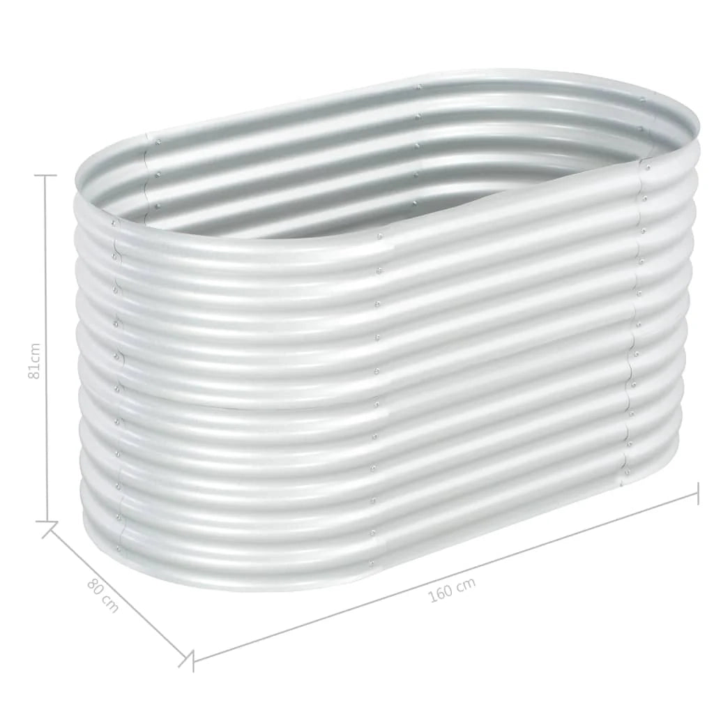 Fioriera rialzata per piante e fiori giardino 160 x 80 x 81 cm acciaio zincato argento 02_0001006