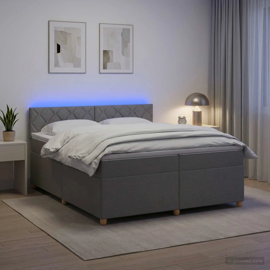 Letto box spring con materasso Grigio Chiaro 200 x 200 cm 3452506