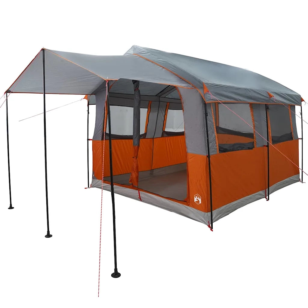 Tenda familiare per 4 persone-Tenda da campeggio con tetto Grigio e arancione