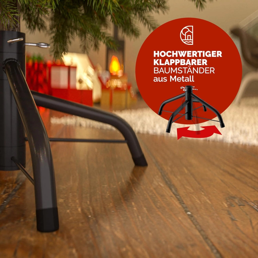 ® Albero di Natale Finto Verde 140 cm 470 Punte Incl. Base in Metallo Abete Artificiale PVC Effetto Realistico