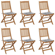 Sedie da Giardino Pieghevoli 6 pz con Cuscini Massello Acaciacod mxl 69691