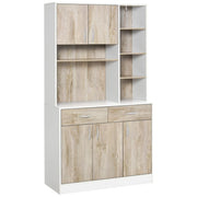EasyComfort Mobile Buffet Dispensa Cucina, Ante Cassetti e Vani Aperti, 100L x 39P x 181.5Acm Bianco e Legno